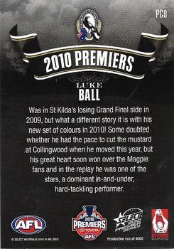 2010 Select 2010 Premiers - Collingwood #PC08 Luke Ball Back